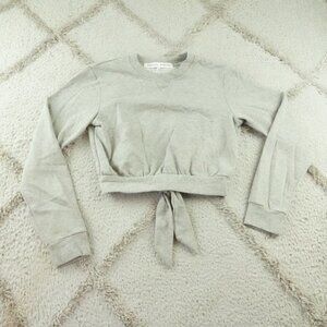 Rebecca Minkoff Cropped Sweatshirt Womens Small Gray Open Back Tie